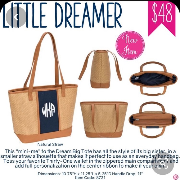 Thirty One Little Dreamer Straw Handbag Tote - Picture 7 of 7